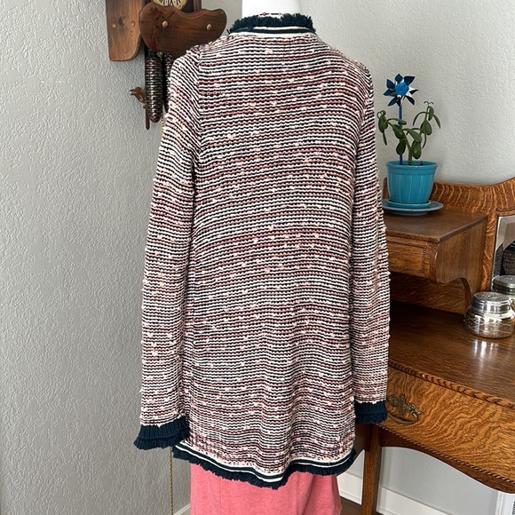Anthropologie Moth cardigan navy blue and coral size small GUC - Picture 3 of 5